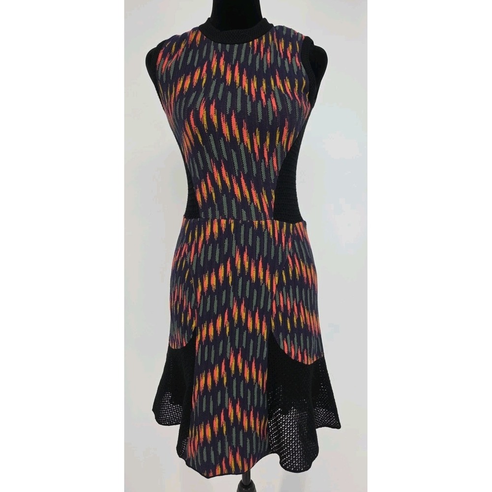 M Missoni Knit Dress 2 Multicolor Wool Blend Sleeveless Lined Made In Italy